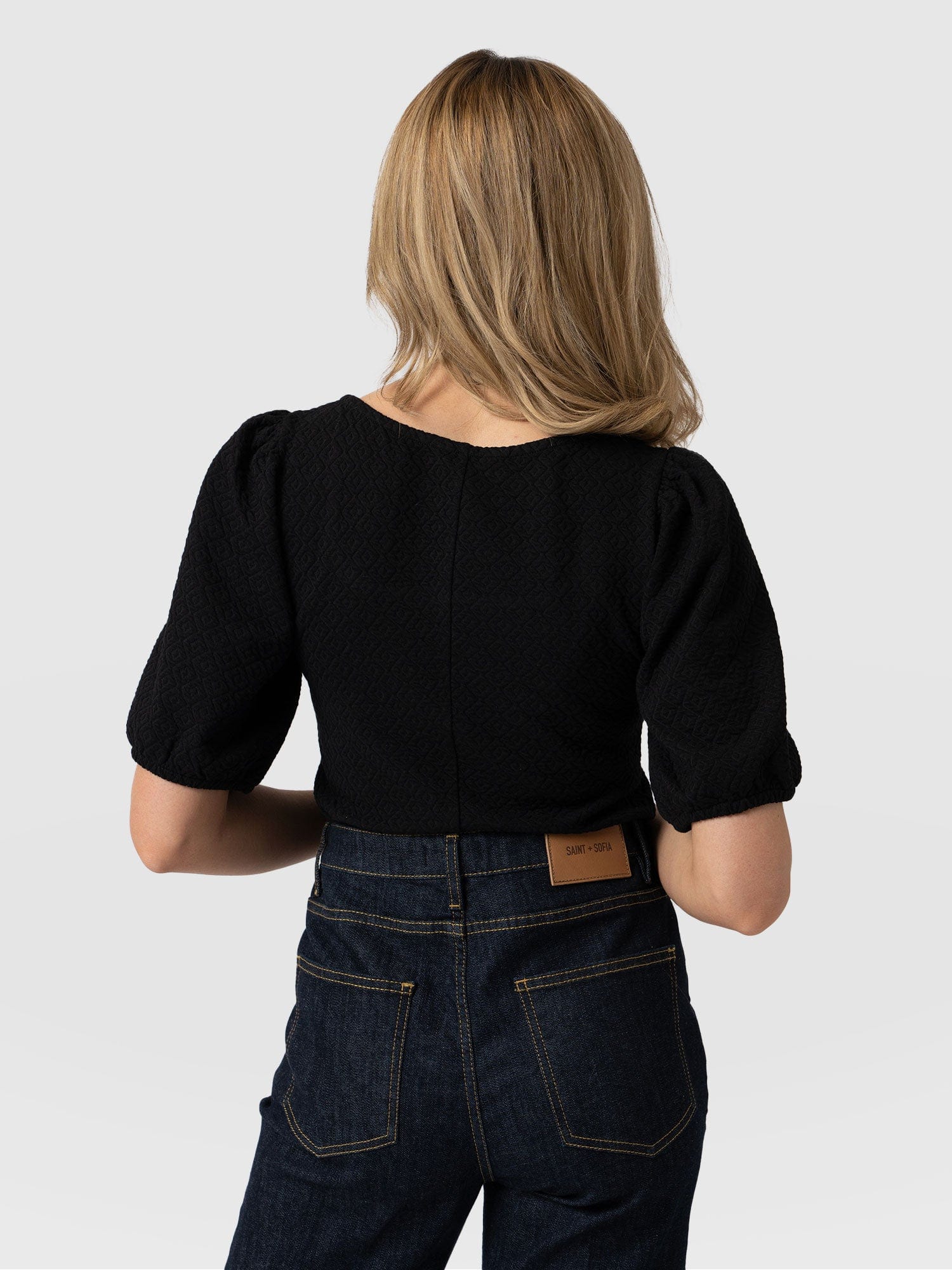 Olivia Puff Sleeve Tee Black - Women's T-shirts | Saint + Sofia® UK